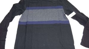 NWT Gap Factory Long Sleeve Gray Black Tee T Shirt sz S